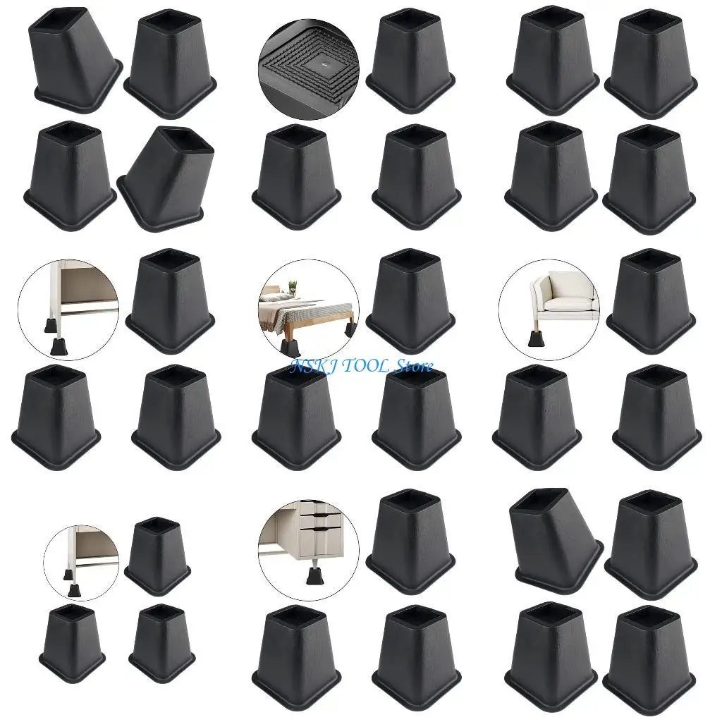 

L8RC 4Pieces Practical Furniture Risers 6Inch Height Adjustable Bed Leg Extenders Convenient for Small Space Daily Use