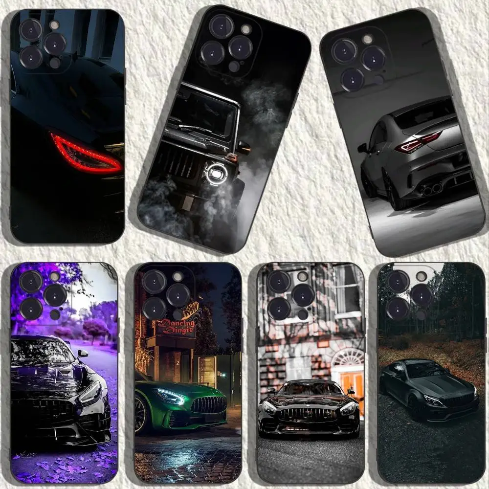 

Cls 63 AMG Car Headlights Phone Case For iPhone 17,16,15,14,13,12,11,Plus,Pro Max,XS,X,XR,SE,Mini,8,7,Soft Silicone Black Cover