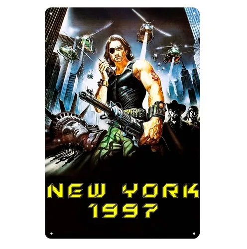 Placa de Metal Decorativa do Filme Escape From New York com Kurt Russell - Poster de Lata