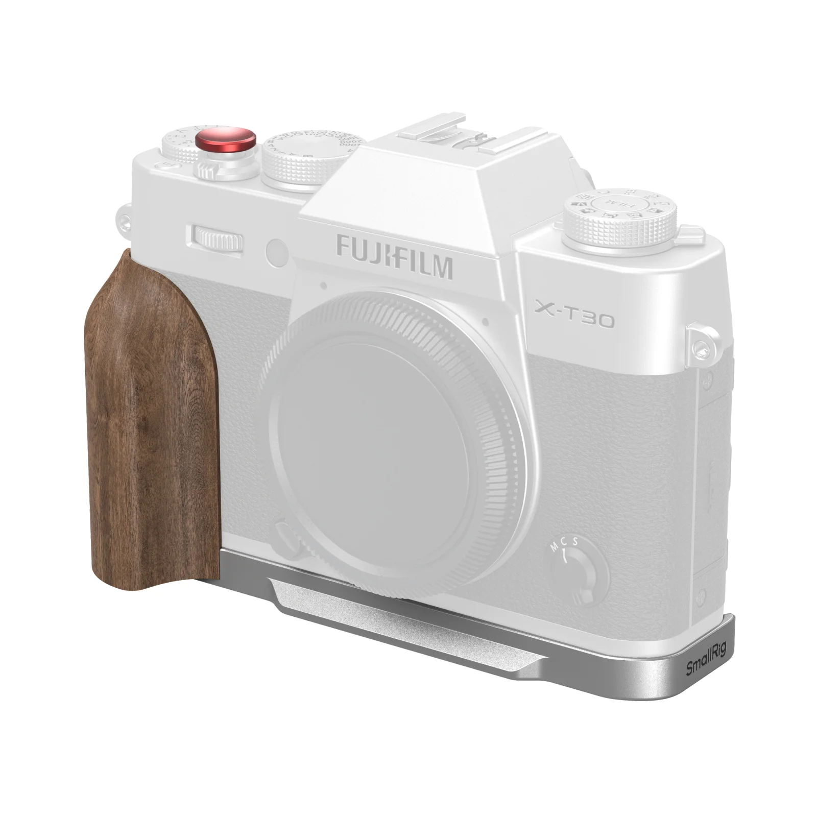 SmallRig L-vormige montageplaat met houten handvat voor FUJIFILM X-T30 / X-T30 II / X-T30 III (zwart/zilver/houtskoolzilver) 5666