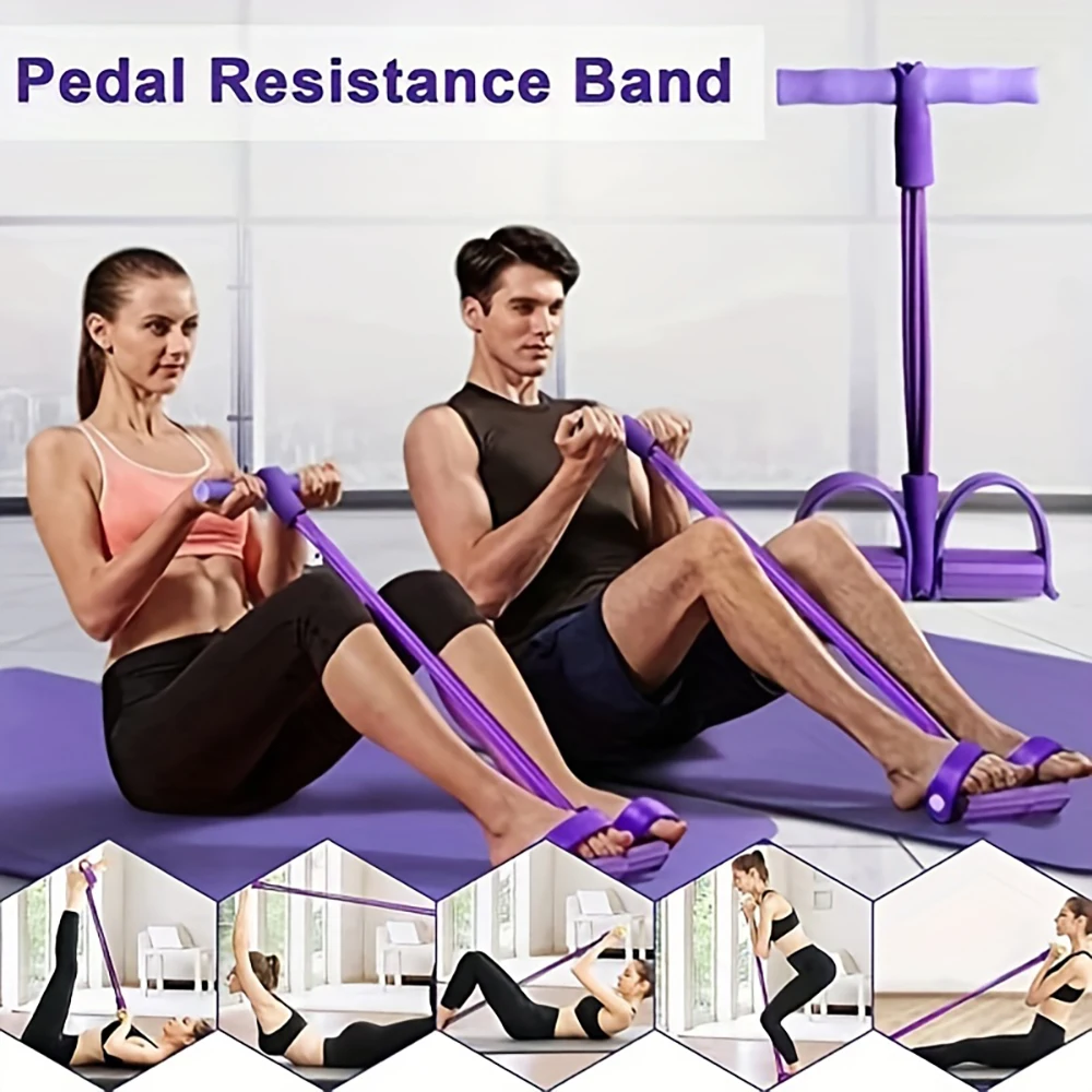 1pc Slim & Tone Your Entire Body with Pedal Resistance Bands - Yoga Equipment for Abdomen, Waist, Arm & Leg Stretching!