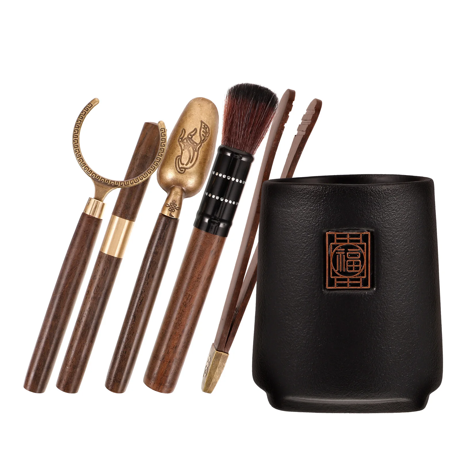

Tea Art Accessories Set Chinese Utensils Kung Fu Ceremony Tools Gongfu Making Black Pottery