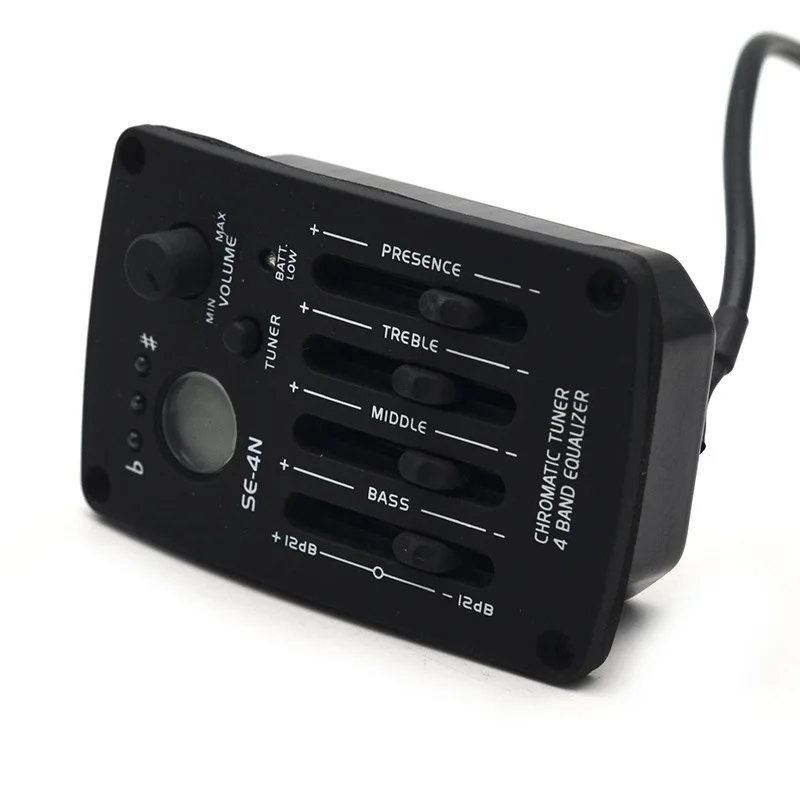 4-Band Acoustic Guitar EQ Pickup Piezo Pickup with Rubber Panel,Electric Acoustic Guitar Preamp Equalizer for Folk Guitar Parts
