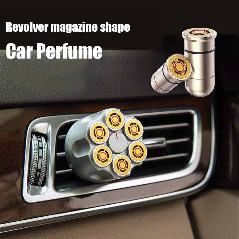 Creative Alloy Revolver Car Air Freshener Car Air Outlet Fragrance Clip Six Kinds Perfume Auto Interior Decoration Accessories