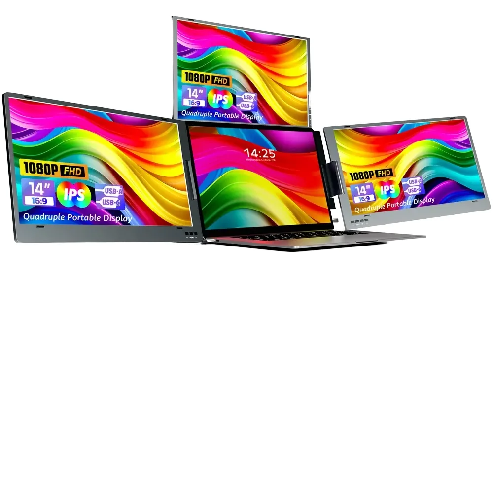 14/14.1 Inch IPS LCD Backlit Touchscreen Monitor with Built-in Speaker Portable Display for PS5 Full HD 60Hz Type C