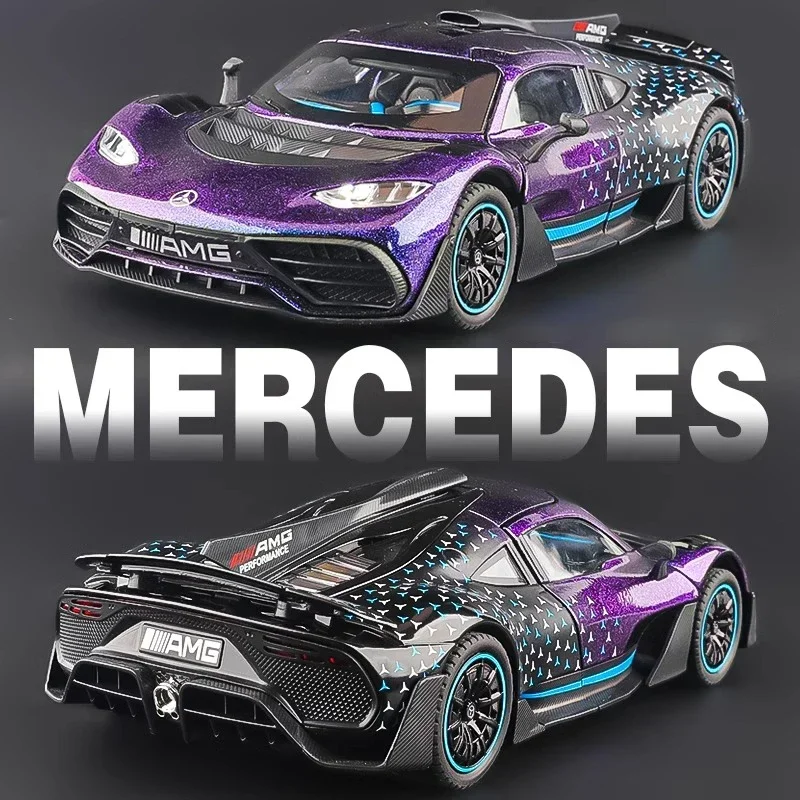 1:24 메르세데스 벤츠 AMG ONE 레이싱 합금 금속 다이캐스트 자동차 모델, 소리 및 빛 수집 취미, 친구를 위한 장식 선물