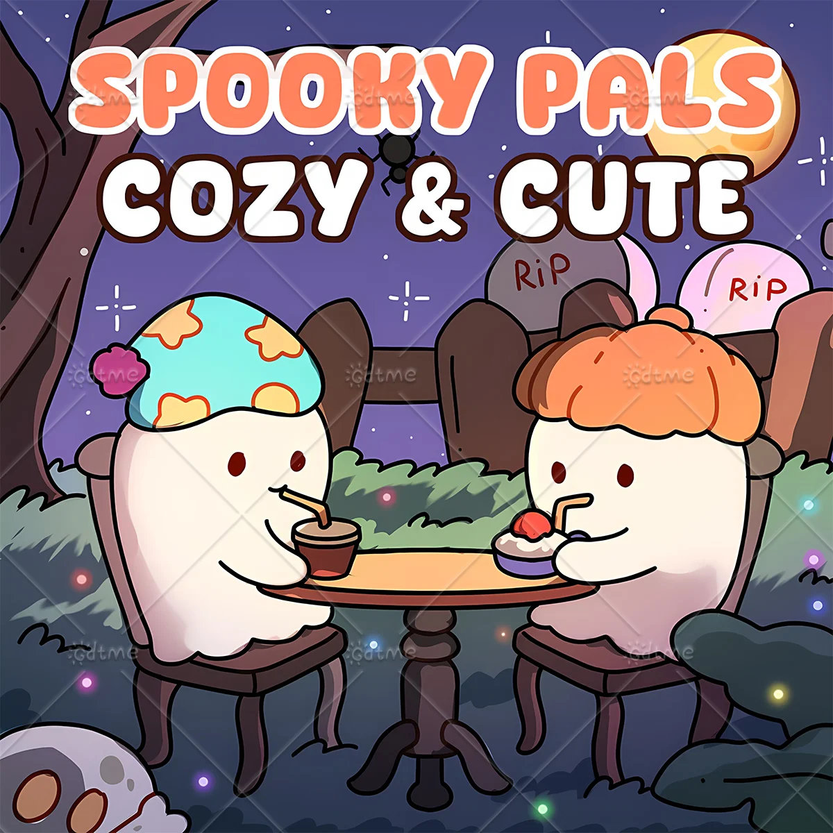 Cozy Spooky Pals Coloring Book for Adults Cute Ghost Character Doodles Large Print Stress Relax Art Drawing Halloween Present