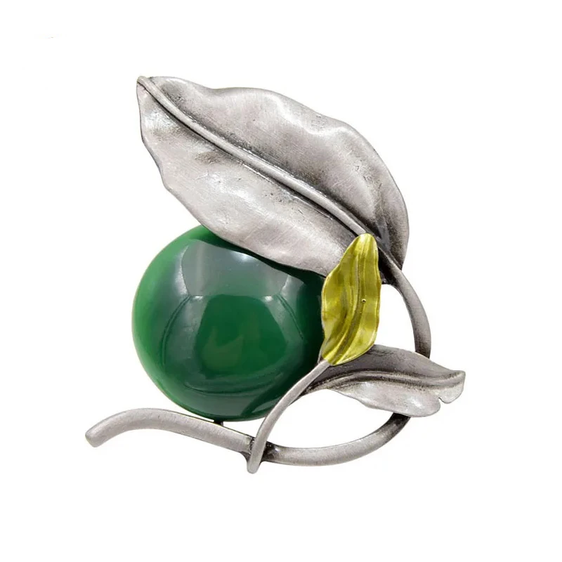 CINDY XIANG Resin Bead Leaf Brooches for Women Vintage Elegant Brooch Pin Enamel Jewelry Coat Accessories Gift