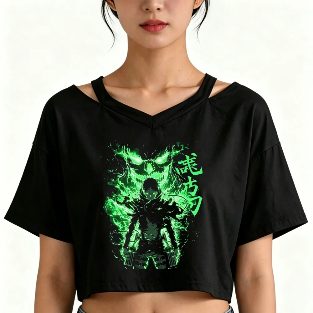 Attack on Titan cropped top female harajuku gyaru baddie tshirt funny goth korean fashion gyaru meme