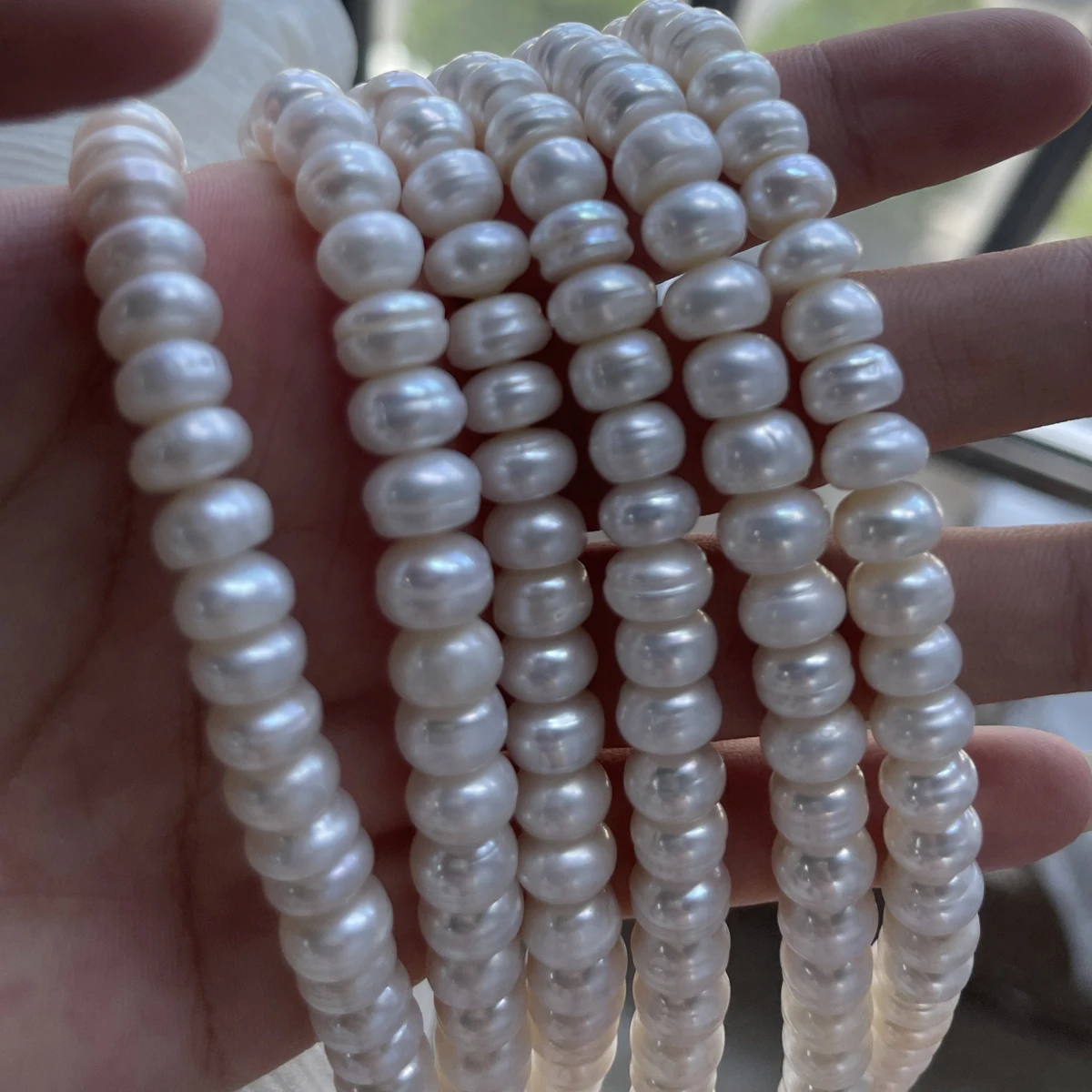 لؤلؤ المياه العذبة الطبيعية على البخار الخبز اللؤلؤ 8-9 مللي متر لصنع المجوهرات سوار ذاتي الصنع أقراط قلادة الإكسسوار