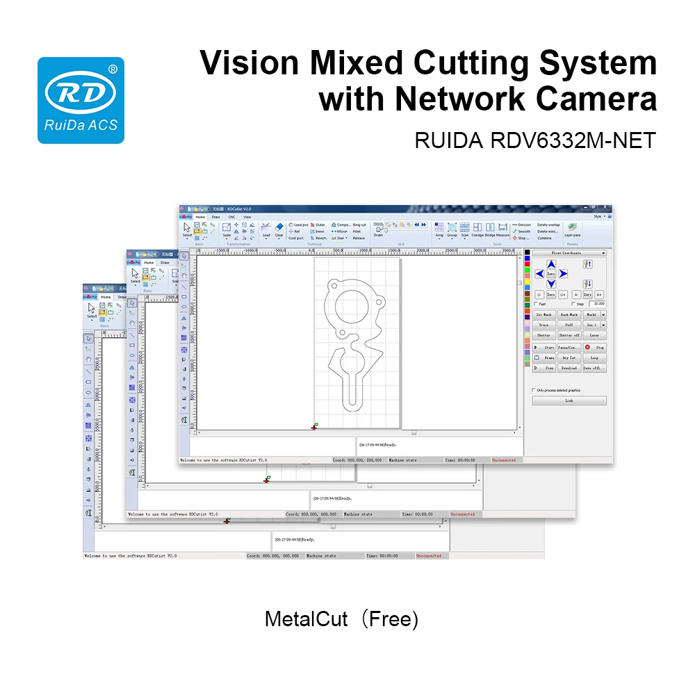 Ruida – système de caméra contrôleur Laser CO2 RDV6332M-NET, panneau de commande pour Machine de découpe et gravure Laser CO2