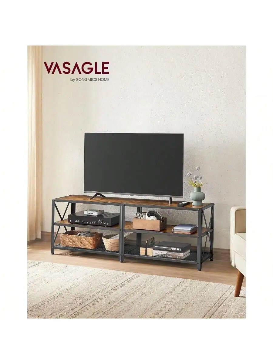 VASAGLE TV Stand, TV Console For TVs Up To 65 Inches, TV Table, 55.1 Inches Width, TV Cabinet With Storage Shelves