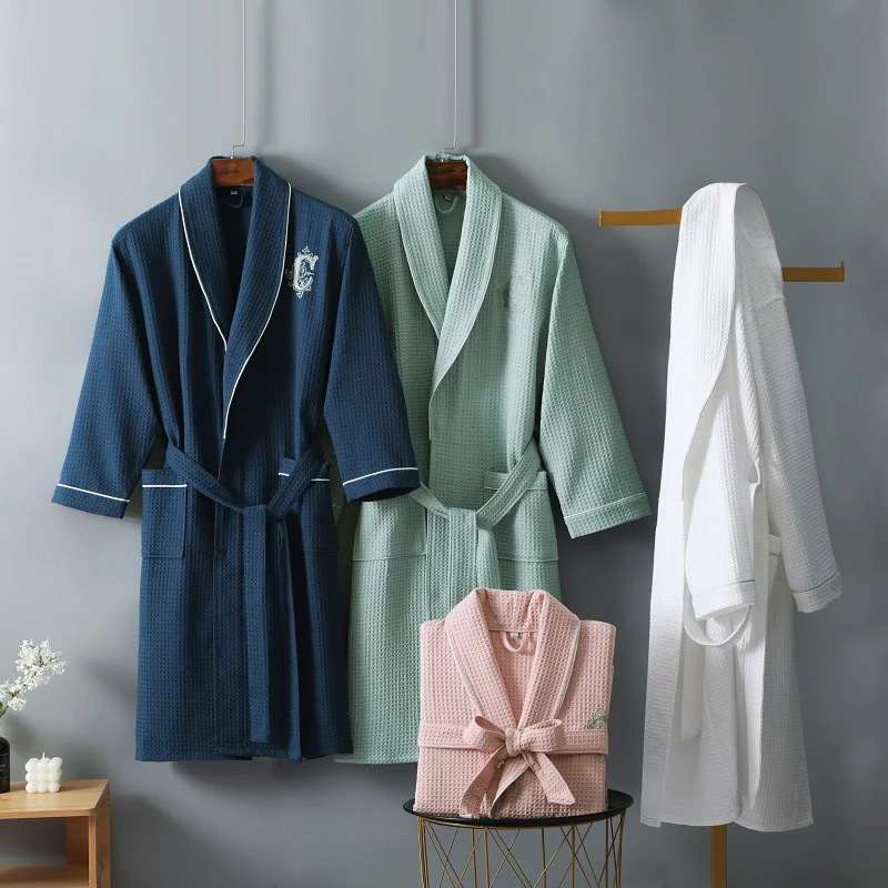 Top Quality Autumn Winter Bathrobes Couple Towel Terry Cotton Robe Men\'s Elegant Five-star Hotel Home Wear Bath RobeAbsorb Water