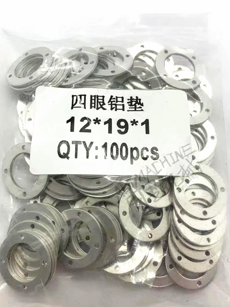 12X19X1.5mm 2 Holes 12X19X1mm 4 Points Aluminum Washer Auto Repair Gasket Injector Seal Ring