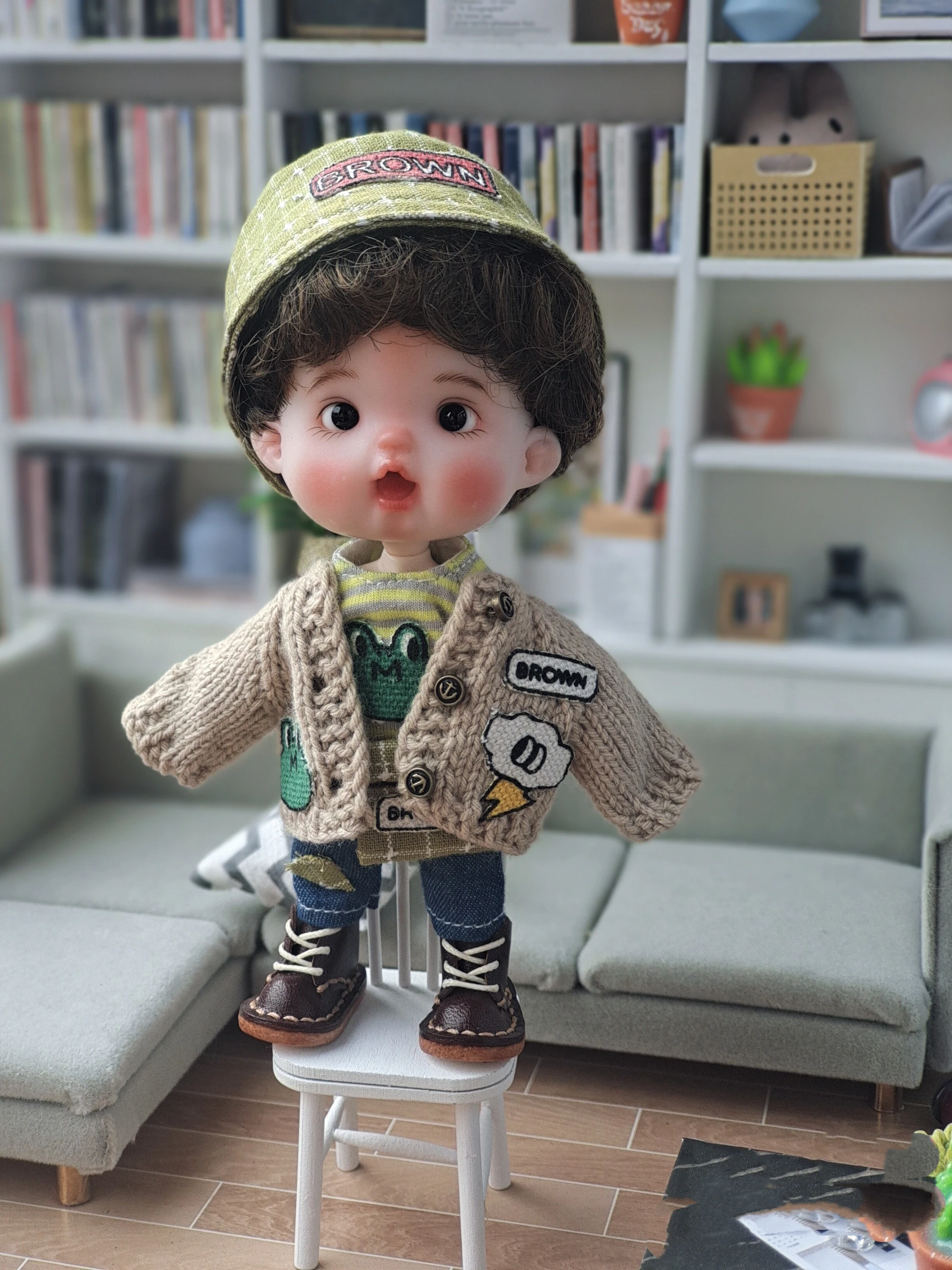 Ob11 Bjd doll clothes Frog pattern sweater suit