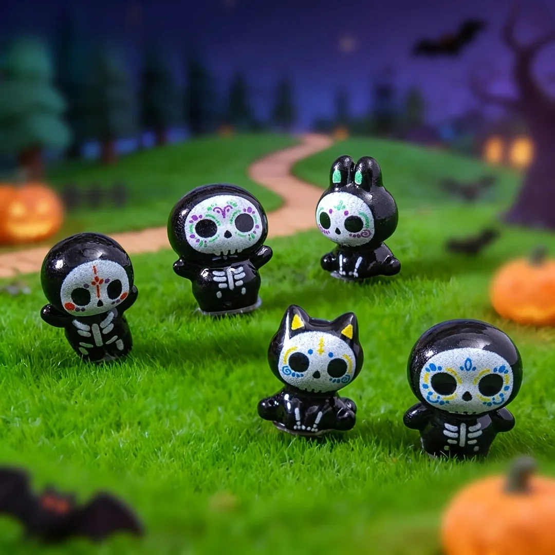 Cute Day of The Dead Animal Skull Resin Charms, Black Skeleton Pendants for DIY Earring Necklace Jewelry Making Halloween