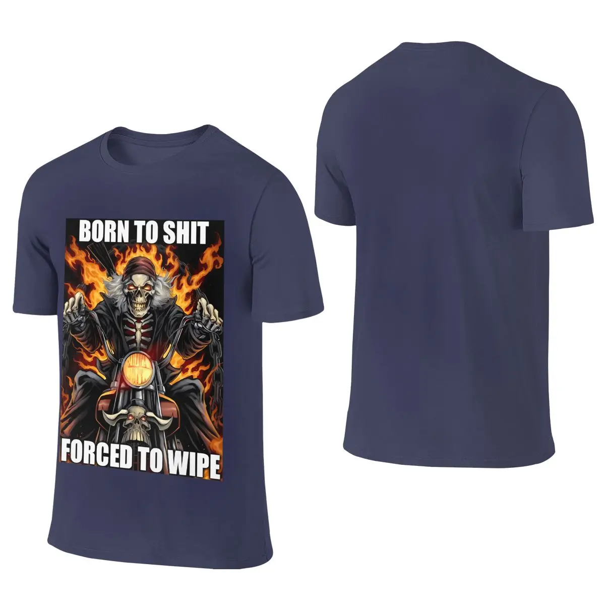 Born To Sht Forced To Wipe Crew Neck Reversible T-shirt Fitness Leisure   Tees
