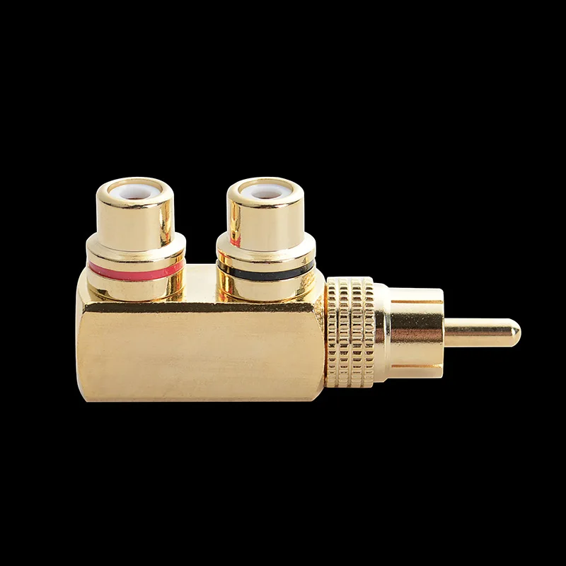 

Gold Plated Pure Copper RCA Revolving 2 Female Lotus Audio And Video AV Adapter Three-Way One/Two Socket Conversion Plug