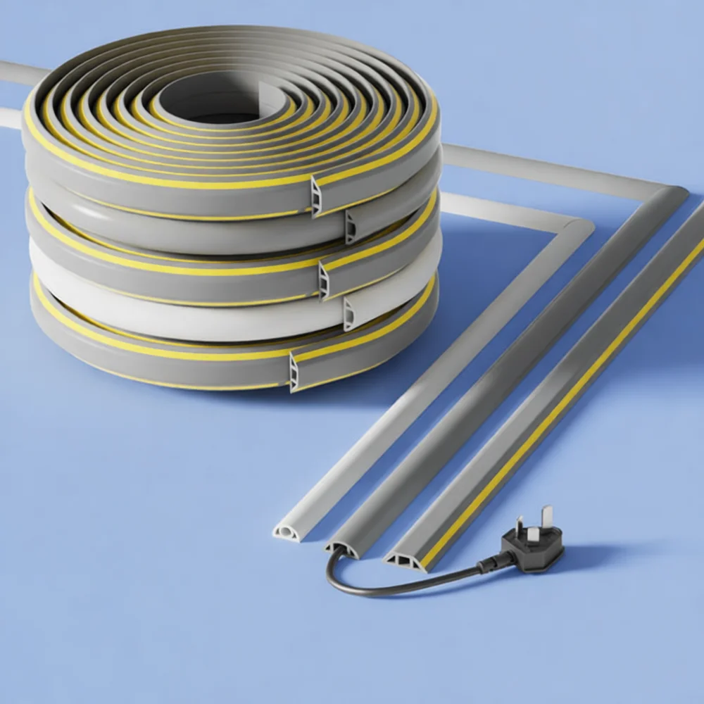PVC Soft Floor Cord Protector Cable Management Raceway Wire Hider Duct Channel For KANGbeila Decorative Floor Wire Cover