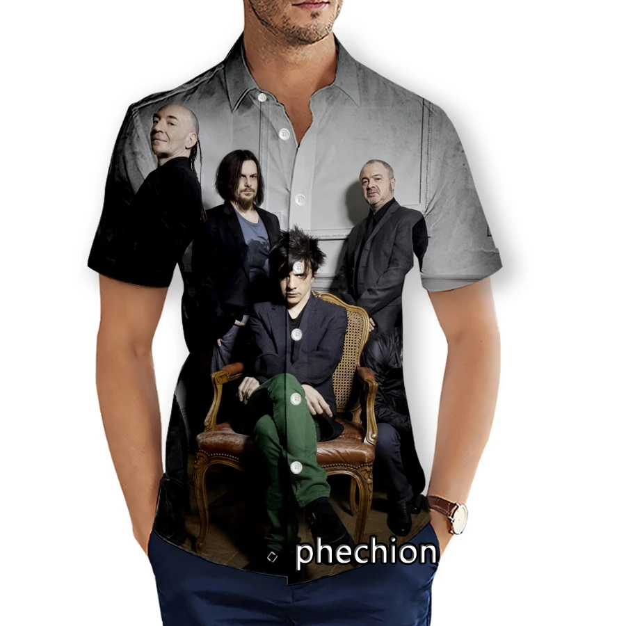 Phechion Heren Korte Mouw Strand Shirts Indochine Rock 3d Print Casual Shirts Mode Streetwear Heren Tops X241