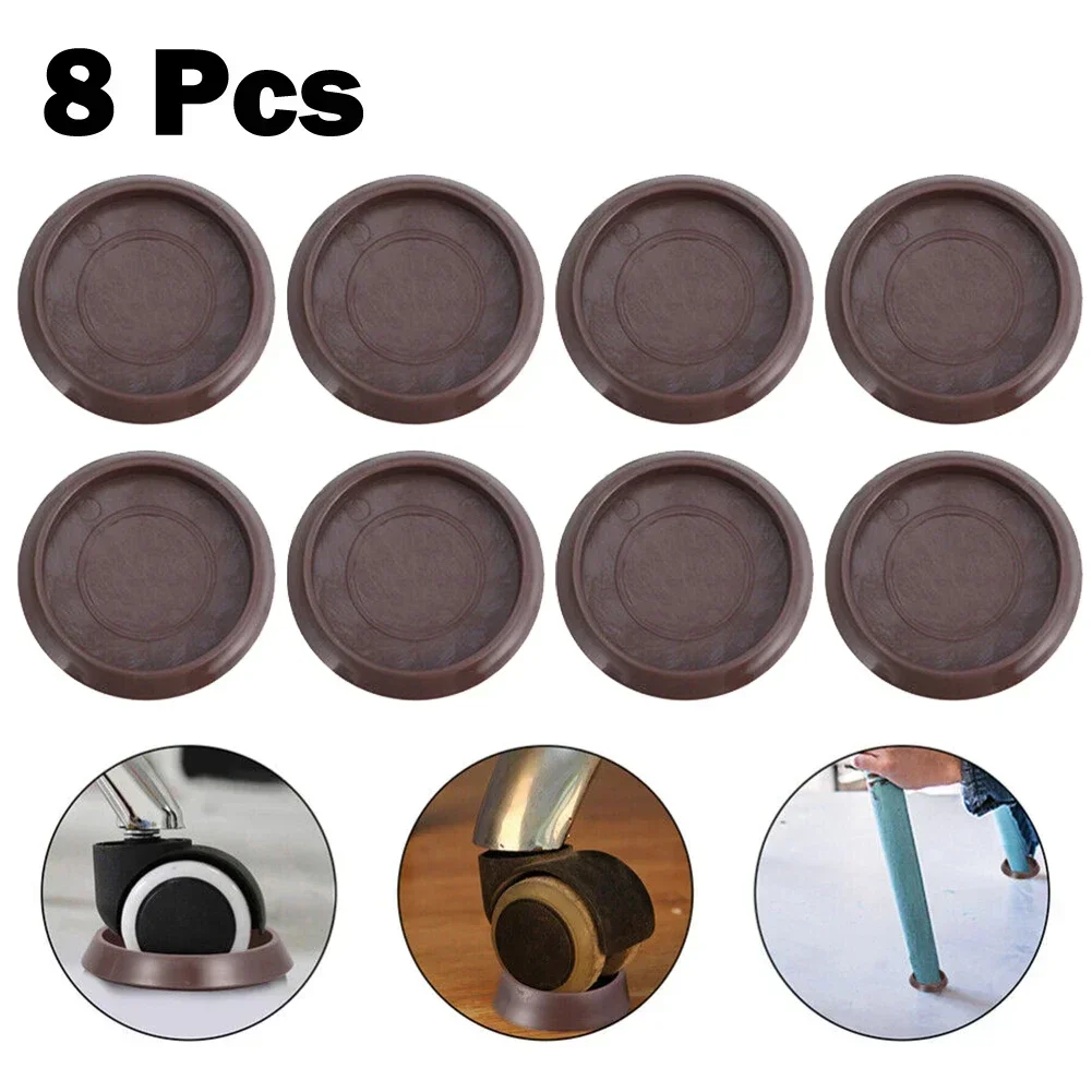 8pcs Round Furniture Caster Cups Anti-Sliding Floor Wheels Grippers Protectors Plastic Furniture Hardware Caster Cup