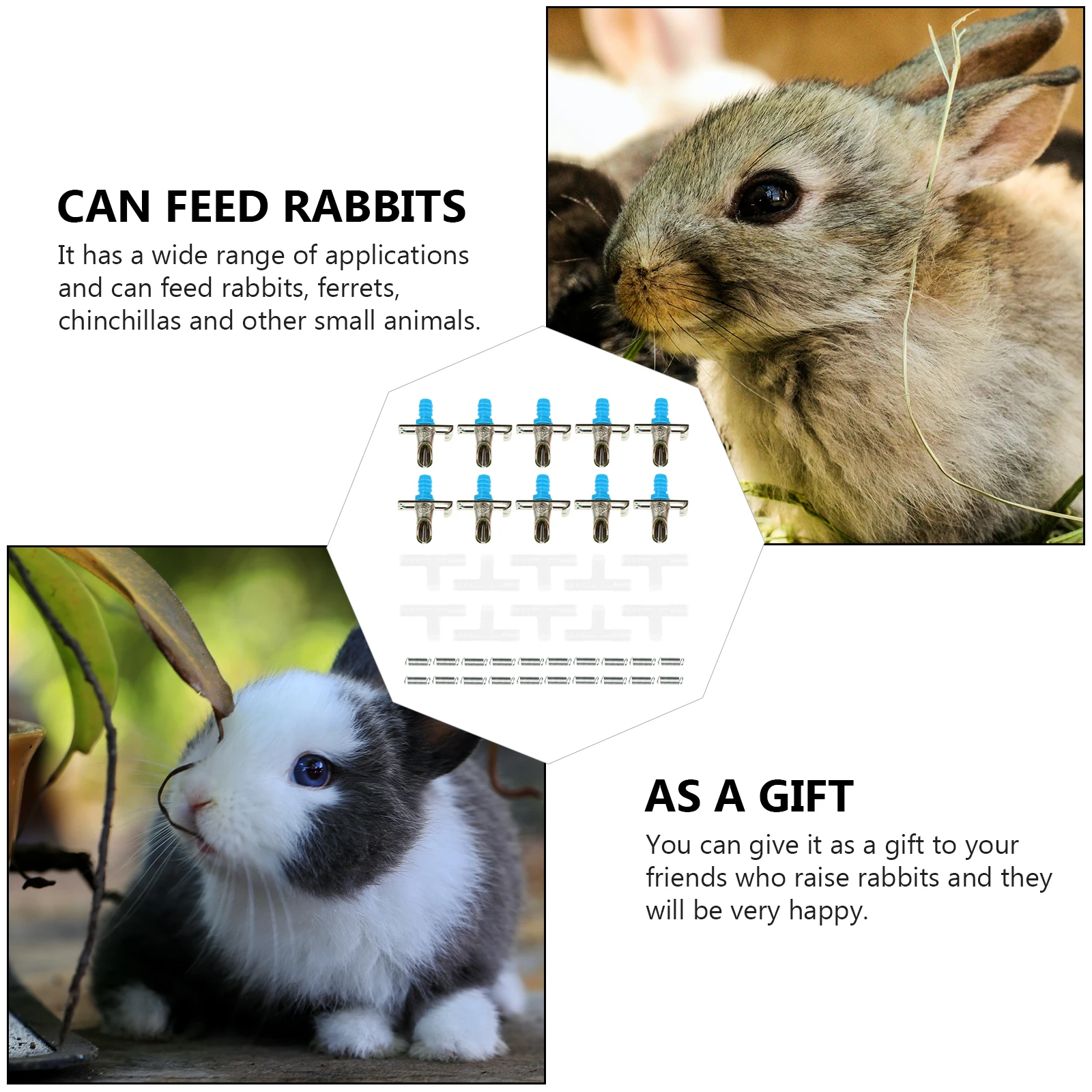 

10pcs Automatic Rabbit Drinking Water Feeder Spring Design Durable Splash-Proof Cage Feeding Equipment For Pet Bird Ferret