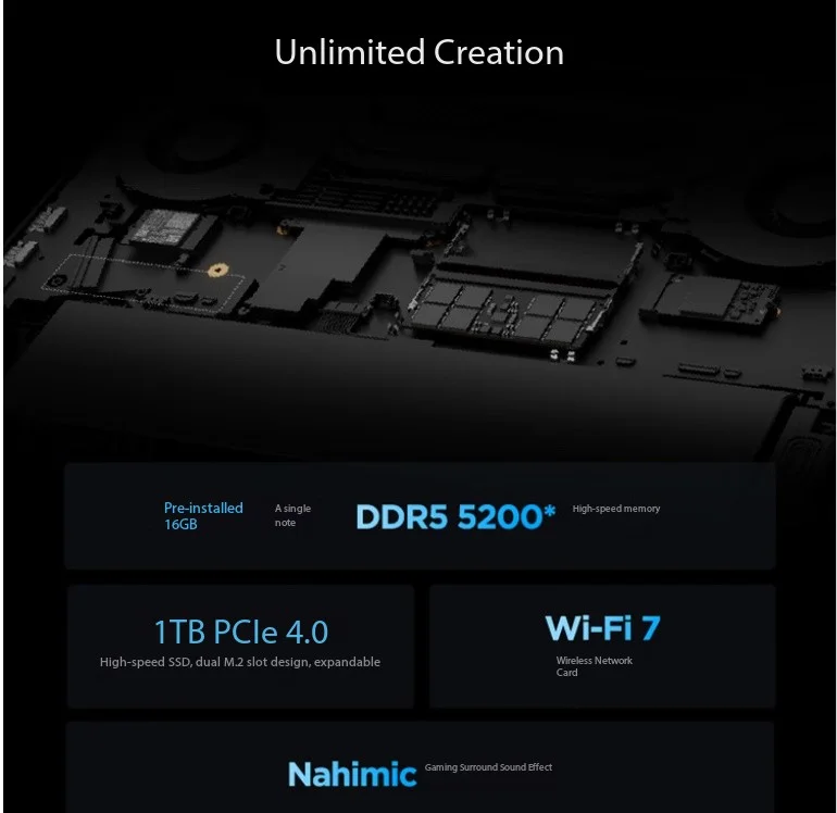 R7000P AMD Ryzen 9 8945HX 16GB DDR5 1TB SSD 5070 8G Dedicated Graphics 2560x1600 240Hz 100% DCI-P3 Windows 11 Pro Simplified