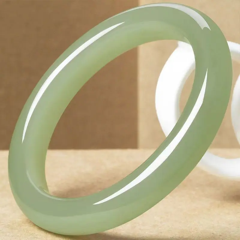 

Light yellow cyan-white glazed bracelet clear water bracelet gentle atmosphere jade bracelet blue-white jade