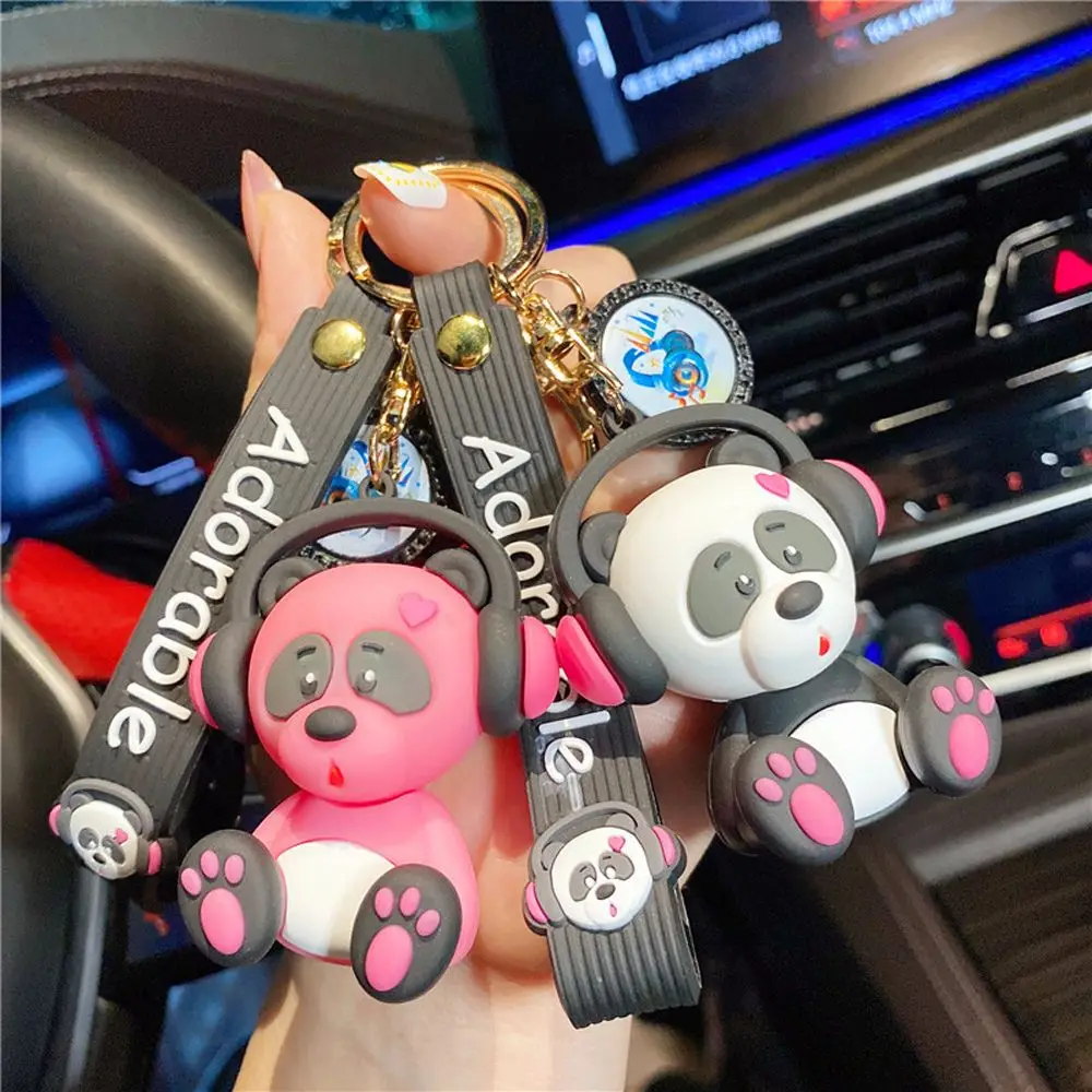 Accessories Gift Couple Keyring Cartoon Bag Pendant Panda Keychain Rock Music Elephant Car Keyring