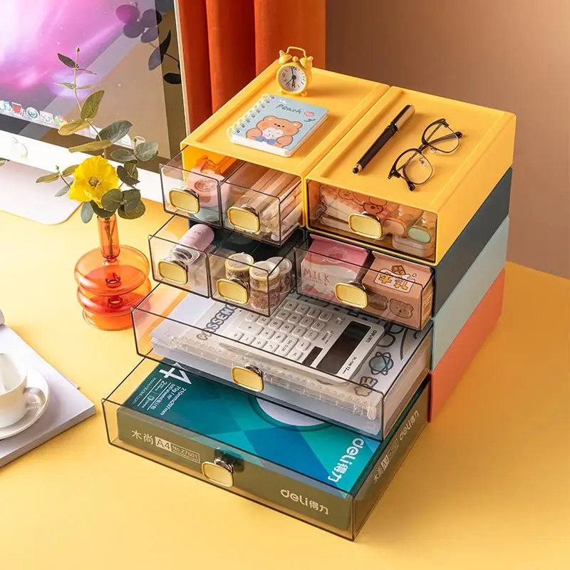 

Desktop Drawer Organizer Box Cosmetic Supply Stationery Storage Cabinet Plastic Material Japanese Style Office Desk Arrangement