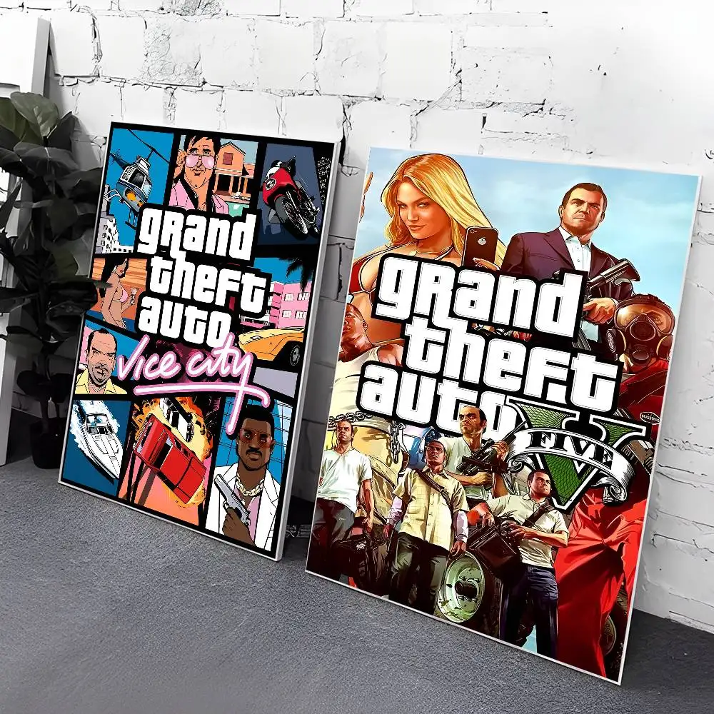 ملصق سيارات GTA 5 Grand Theft مطبوعات وملصقات ذات نوعية جيدة لغرفة عتيقة وبار مقهى ديكور منزلي