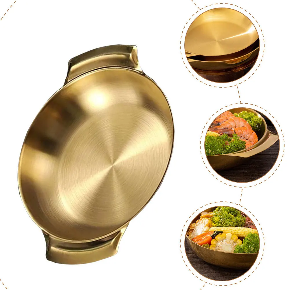 

Stainless Steel Cooking Pot Double Handle Anti-Scalding Kitchen Accessory for Seafood Hot Pot Paella Pan Daily Use