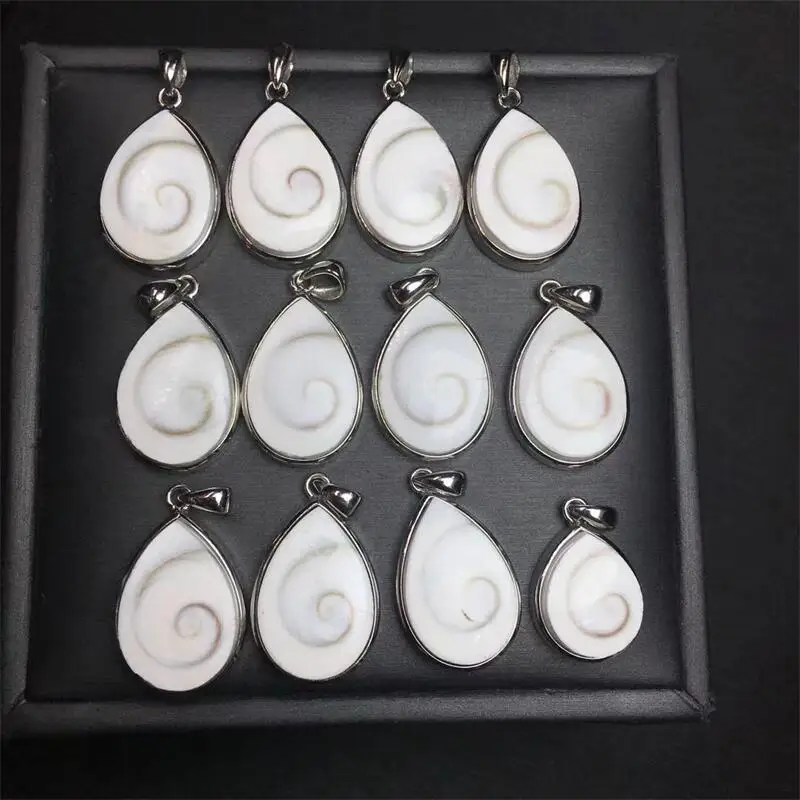 S925 Natural Sunshell Teardrop Pendant Healing Fengshui Reiki DIY Jewelry Accessories Holiday Gift 1PCS