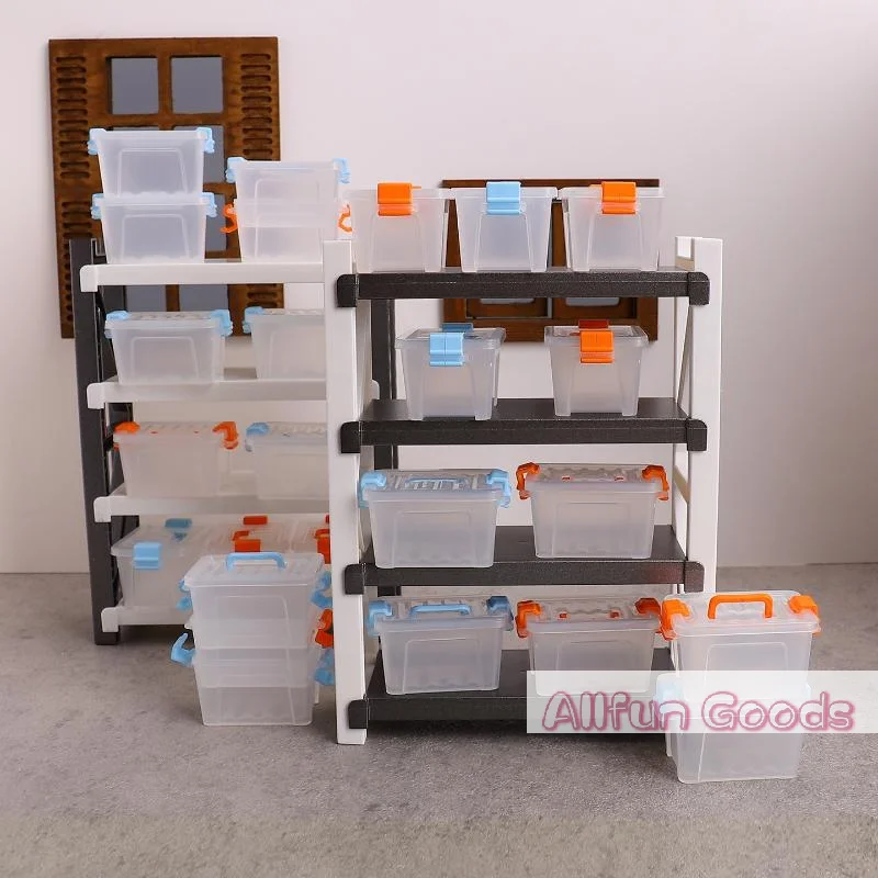 [TG835]5Pcs Dollhouse Mini Storage Box Clear Toolbox Model Dollhouse Home Home Decoration Dolls House Micro Scene Decor Props