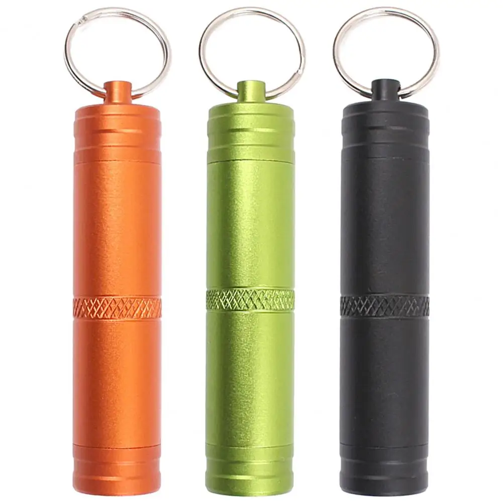 Practical Tablet Storage Box Long Lasting Waterproof Aluminum Alloy Keychain Pill Container for Travel