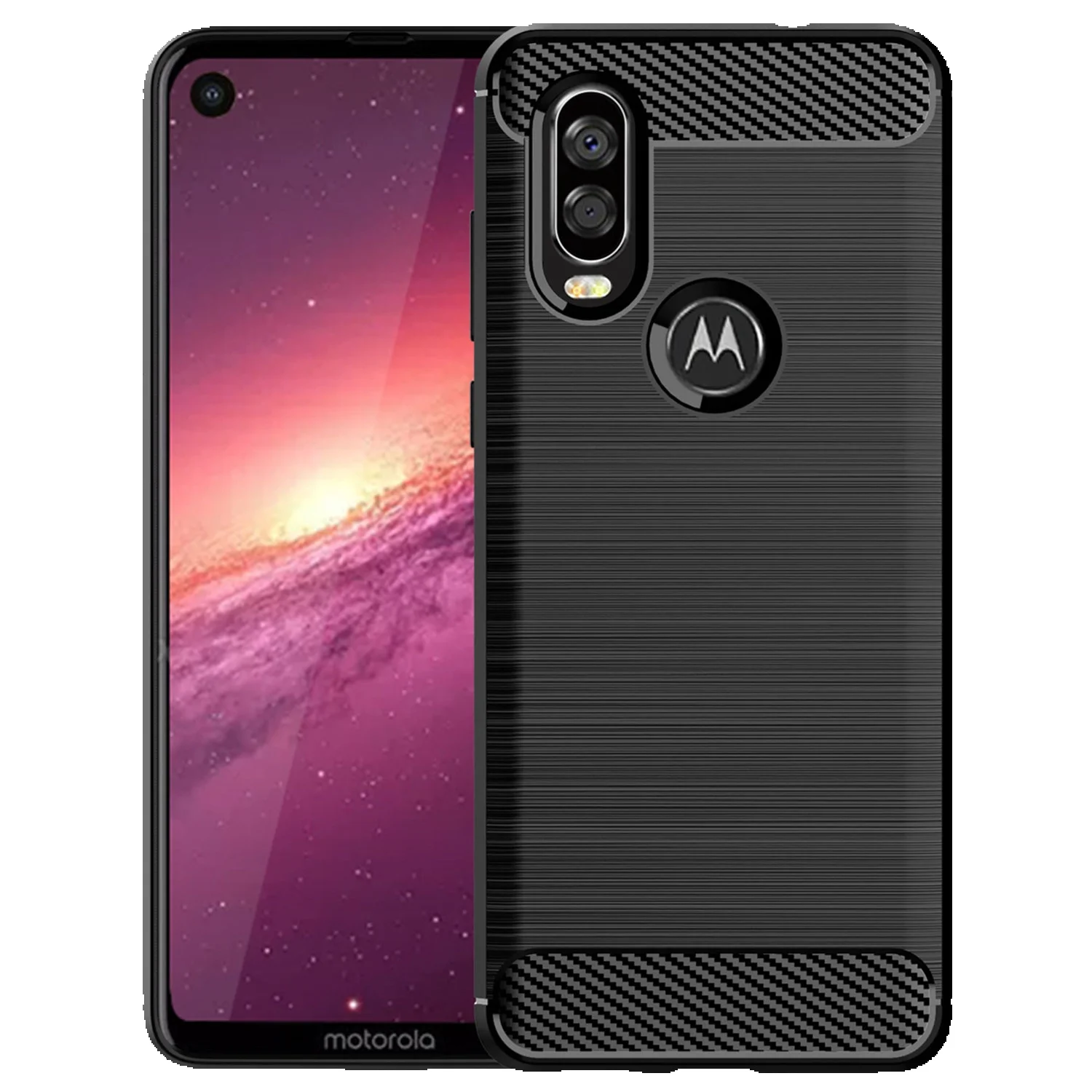 Brushed Case For Motorola One Vision Plus Moto Fusion Carbon Fiber Cover For Moto One Action Fusion+ Shockproof Cases Fundas