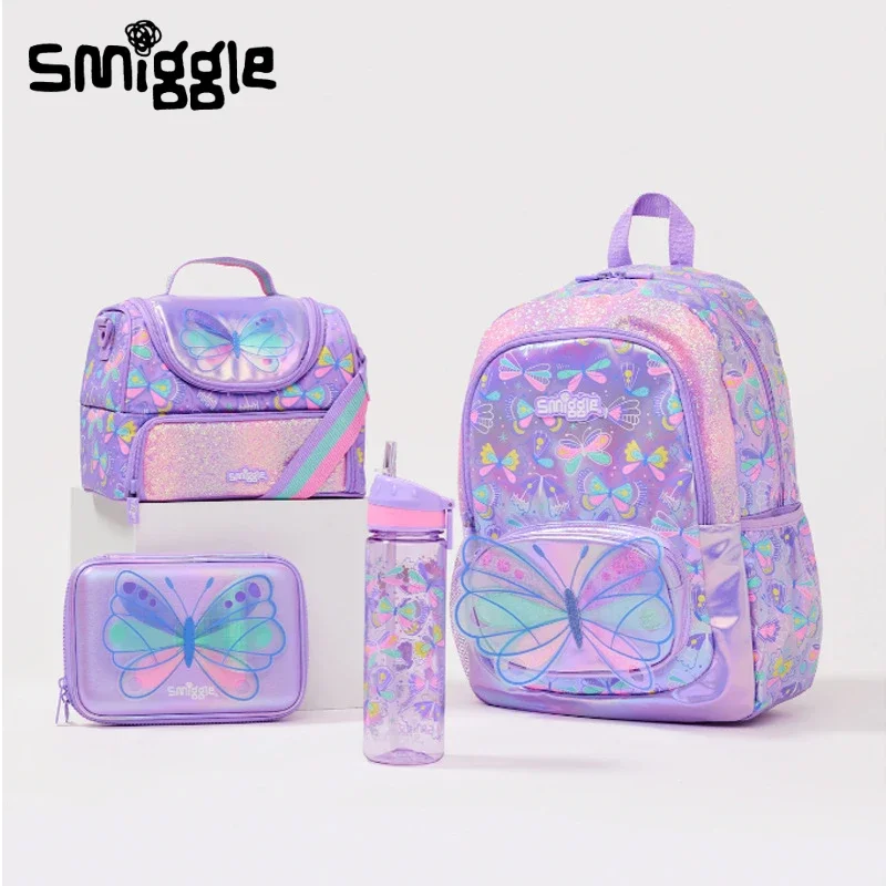 Australia Smiggle Butterfly Girls Student School Bag Stationery Pen Case Lunch Bag Double Shoulder Backpack Water Cup