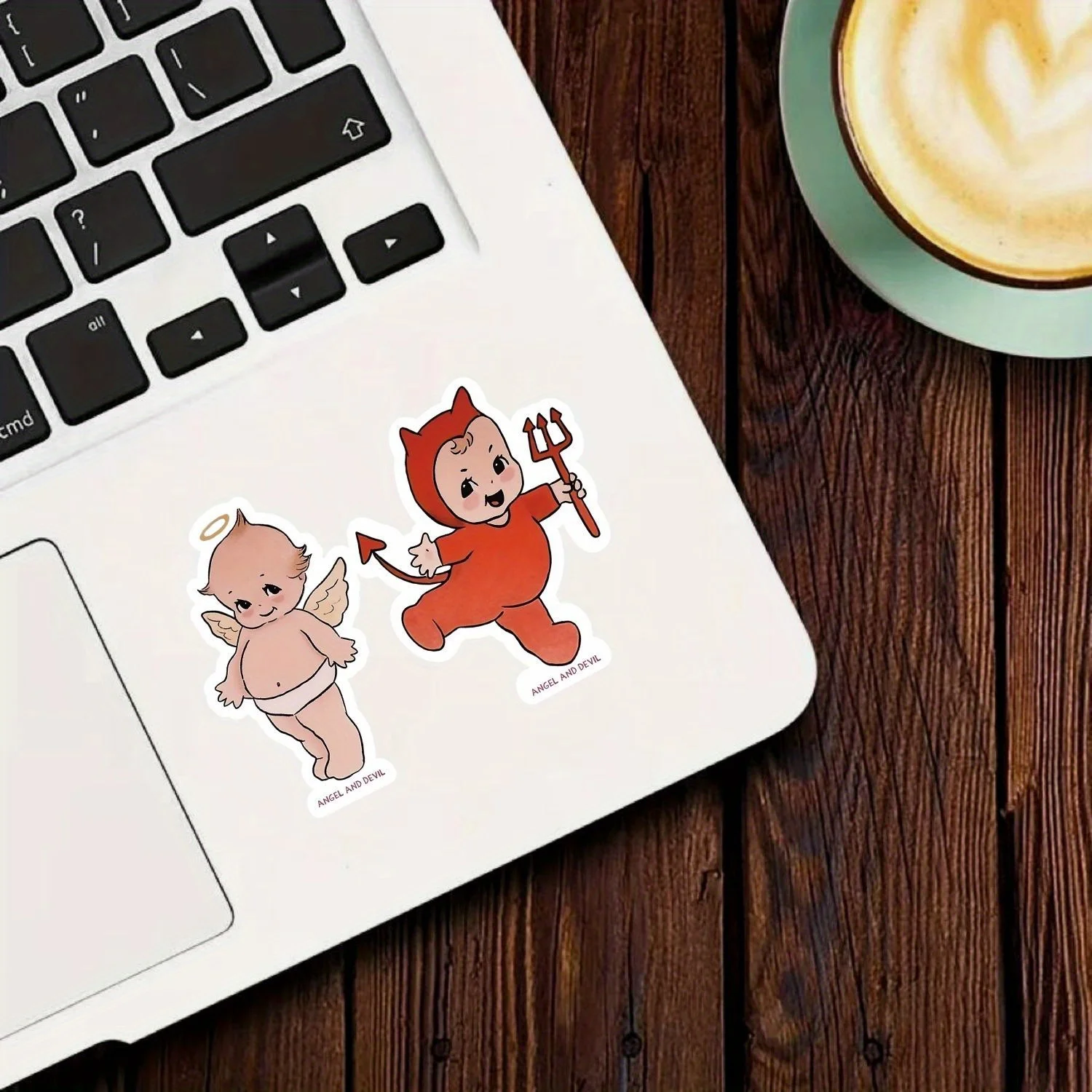Angel & Devil Waterproof Laptop Stickers - Cute and Fun School Supplies with Glossy Vinyl, Perfect for Students and Teens -