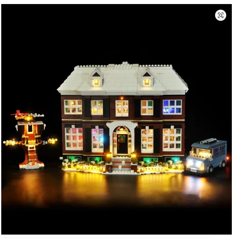 Zestaw oświetlenia LED kompatybilny z modelem domku z klocków 21330 Home Alone, akcesoria do lamp sterowanych pilotem (tylko oświetlenie)