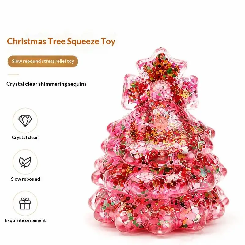 Slow Rising Anti-Anxiety Fidget Toy Christmas Tree Shape Soft  Pinch for Office Workers Stress Relief