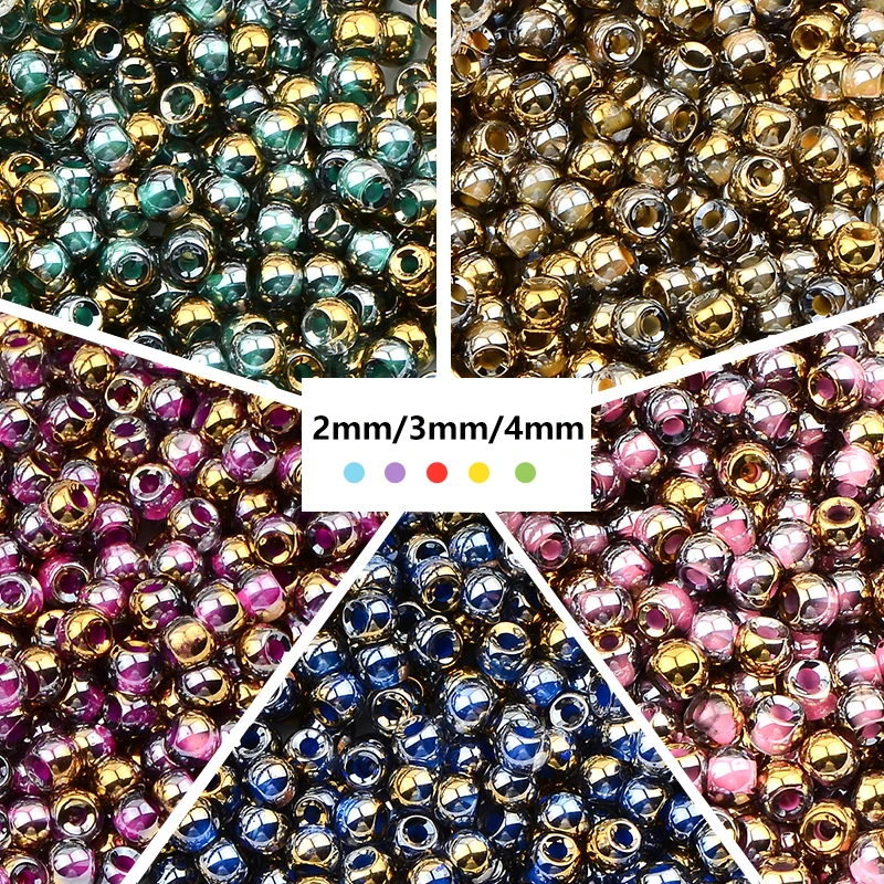 2mm/3mm/4mm Charms Semi-electroplating Uniform Size Czech Glass Beads for Jewelry Making Diy Handmade Handwork Materials