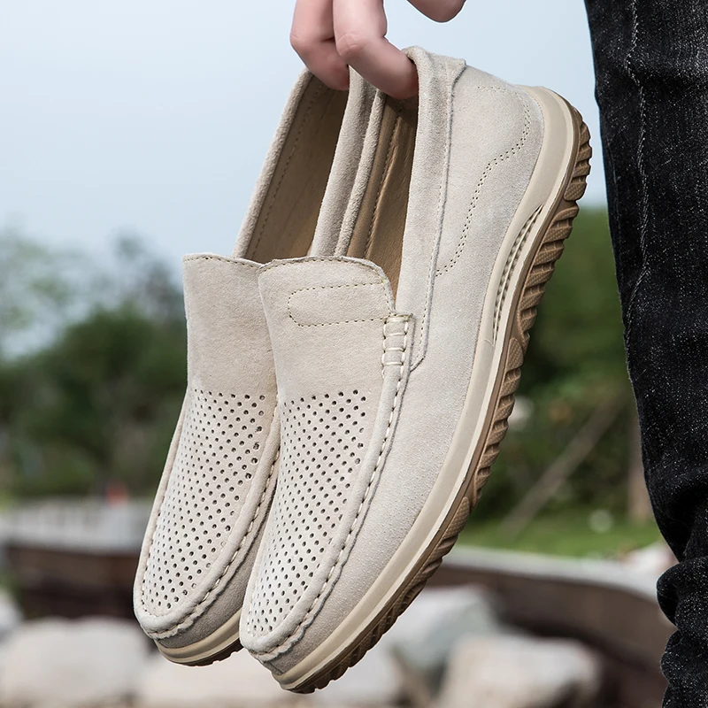 

Мужская обувь, роскошная замшевая повседневная обувь из воловьей кожи, дышащая кожаная обувь, классические мужские лоферы, удобная мягкая подошва для вождения Oes