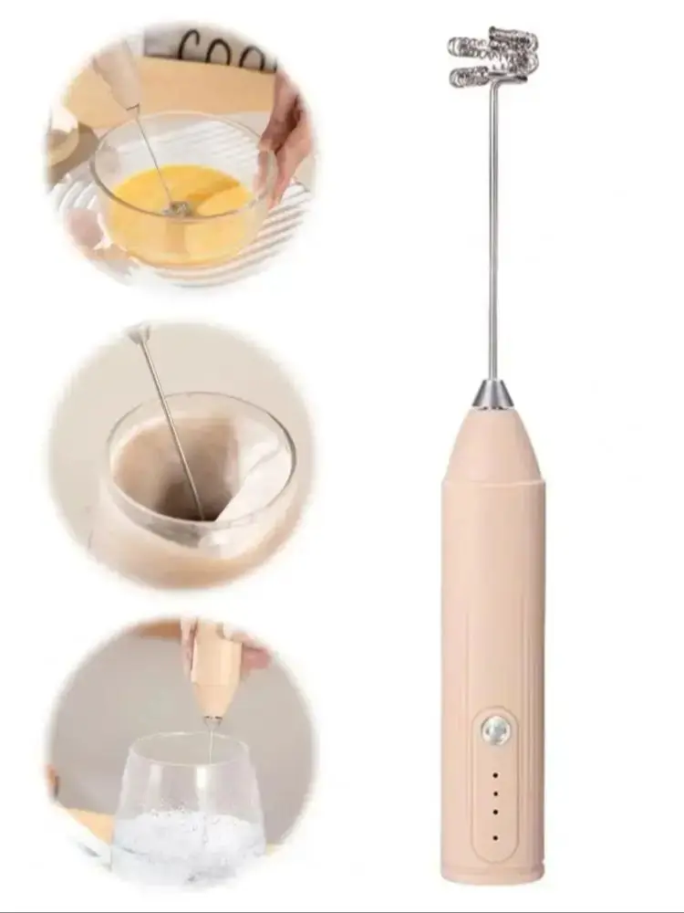 Electric milk frother, handheld egg beater, charging portable beverage coffee machine, cake maker, multifunctional blender