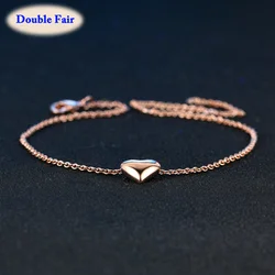 OL Style Heart Fashion Brand Party Charm Bracelets & Bangles For Women Rose Gold Color Vintage Jewelry pulseras DWH199