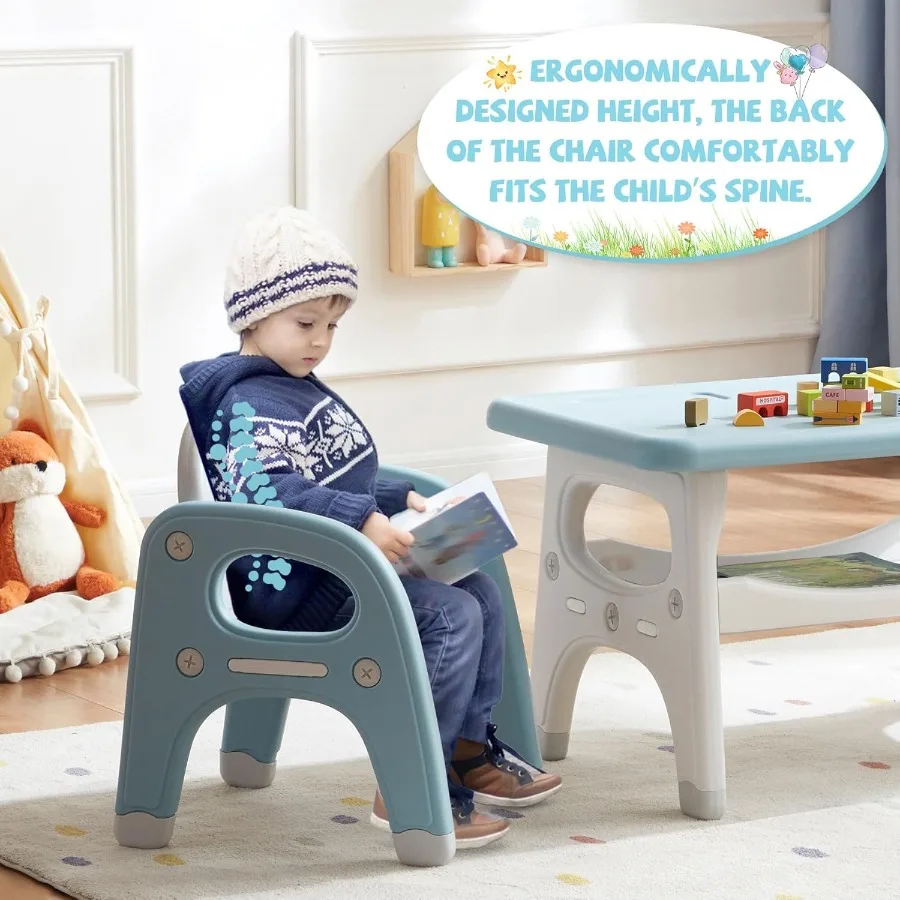 Tafel- en stoelenset Plastic activiteitentafel met 2 stoelen Ontworpen voor het lezen van tekenen Snack Time Arts and Crafts Activities Ide