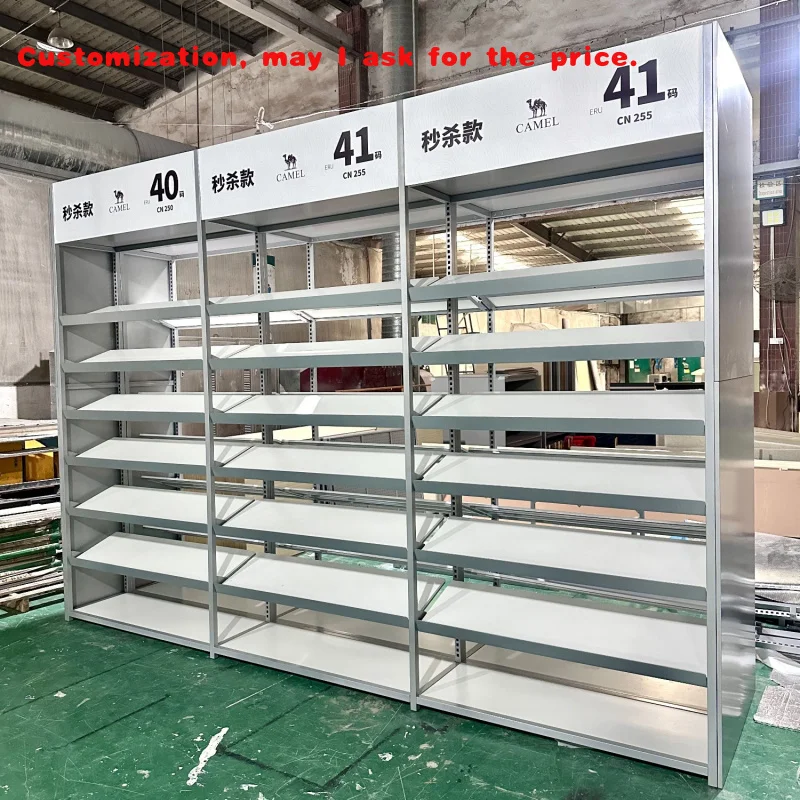 custom.Modern Retail Outdoor Sports Product Display Stands, Bag Racks, Shoe Display Cabinets Metal Multi-layer Shoe Displa