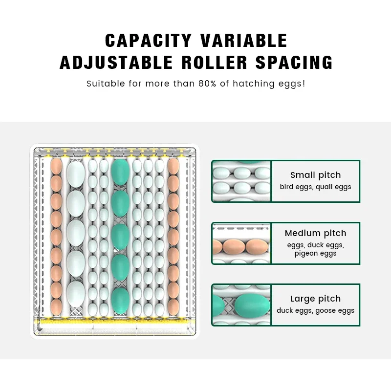 GREAT FARM Portable Small Incubator64/128/192/256/320 Eggs Roller Mini Incubator Multifunctional Automatic Egg Incubator Box