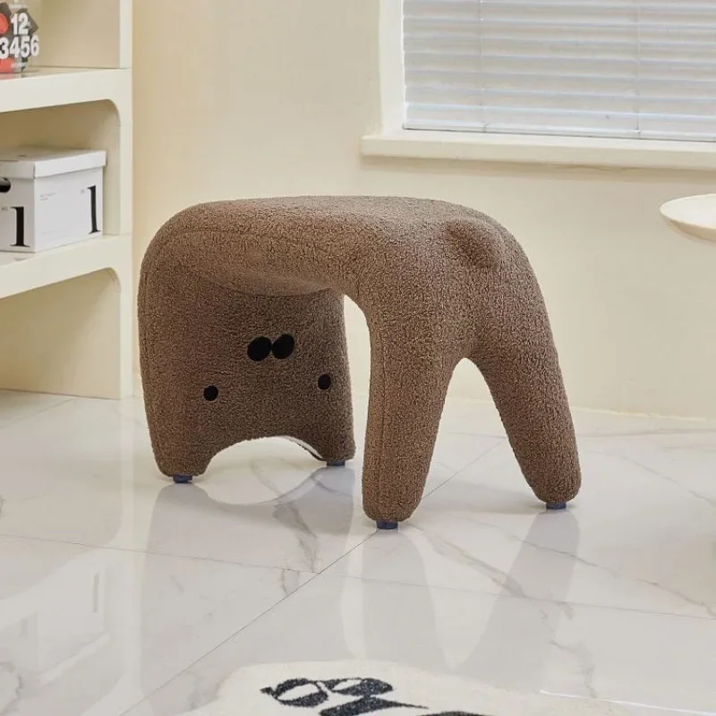 Rabbit Short Cashmere Stool for Home Entryway, Cute Liquid Cat Makeup Bench, Mobiliário Decorativo para Uso Doméstico