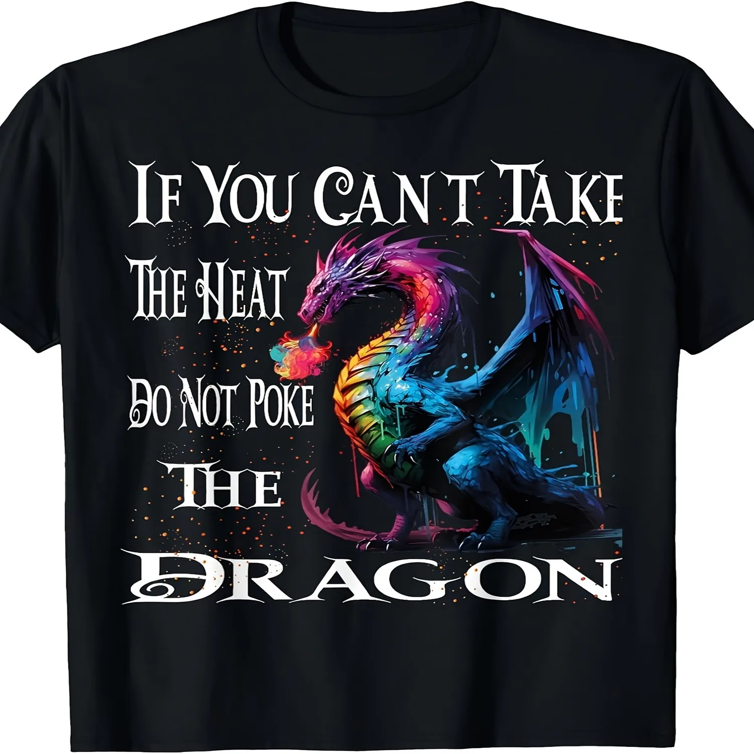 Flying Mythical Creature Cool Dragon Flamespewing Dragon Tshirt Same Style for Men And Unisex 2026 Summer Shortsleeved Printed Tshirt 180G Vintage Style Crew Neck Regular Fit Drawing Pretro Casua gift for men, everyday wear tee