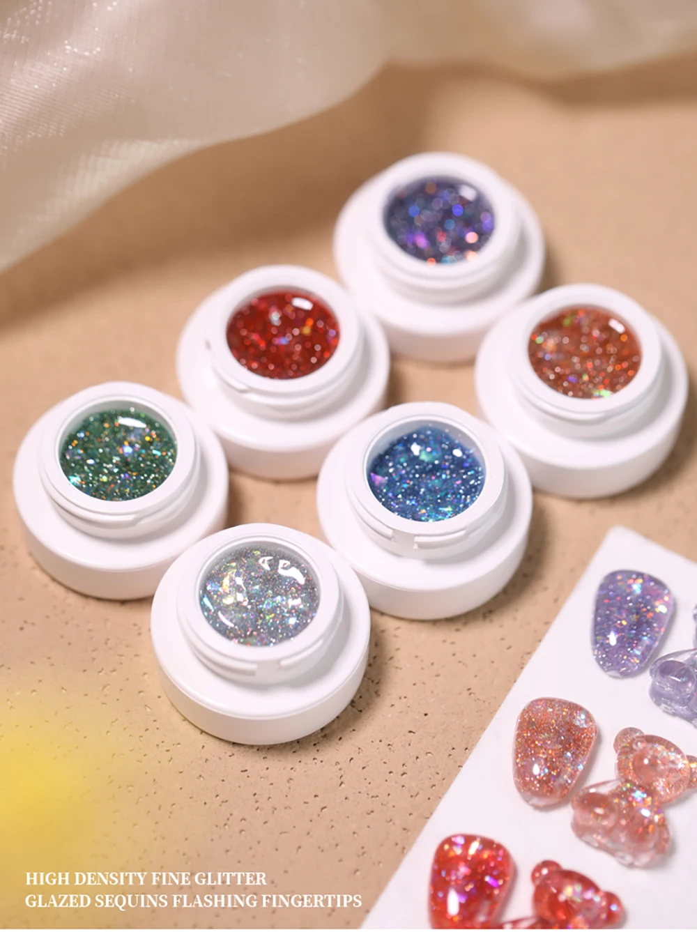 Vendeeni 6 Farben/Set Transparenter Aurora Broken Diamond Gel Nagellack UV Soak Off Gel Lack Glitzer Pailletten Jelly Gel Lack – Detail 8